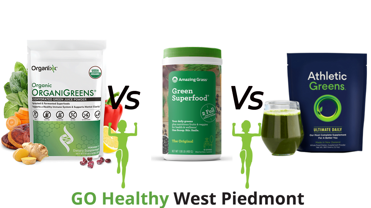 Athletic Greens Vs Amazing Grass vs OrganiGreens Comparison Guide by Go Healthy West Piedmont Staff